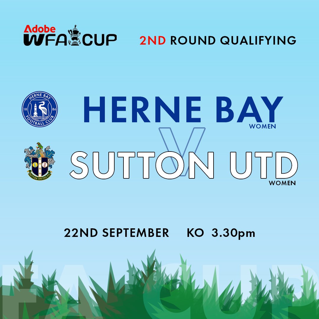 THIS WEEKEND! 

Womens FACUP Football in Herne Bay for the 2nd time this month 
Come and support your local women's team. 

🗓️ 22nd Sept 
⚽️ KO 3.30pm 
📍 Herne Bay FC Stadium, CT6 5SG

#facup #womensfacup #lionesses #grassroots #hernebay