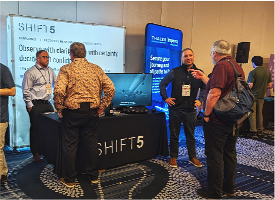 shift5co's tweet image. The Shift5 team is at the Aviation Cybersecurity Summit. Find us at Booth 19 to talk about:

→ GPS Spoofing
→ Predictive maintenance for legacy and modern aircraft
→ ANSP compliance
→ Aircraft cybersecurity

@AviationISAC
#AviationCybersecurity 
#GPSspoofing