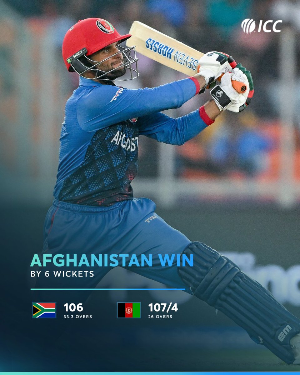 Afghanistan stun South Africa to go 1-0 up in the ODI series 🤯

#AFGvSA 📝: bit.ly/4evaIYP