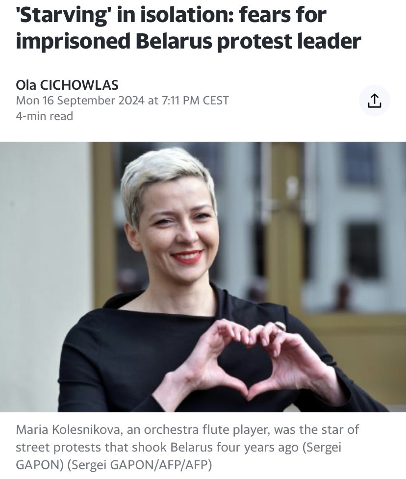 Starving' in isolation: fears for imprisoned Belarus protest leader

uk.news.yahoo.com/starving-isola…