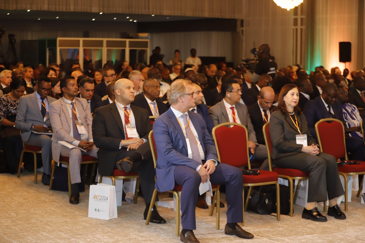 FloryOKANDJU's tweet photo. Today, at the 2nd @AfDB_Group #ATF2024 in Abidjan, I had an opportunity to share with participants, various initiatives undertaken on roads, railways, ports, and inland waterways along the Central Corridor @ccttfaorg to enhance Africa’s connectivity. https://t.co/T5TFgLnKtz