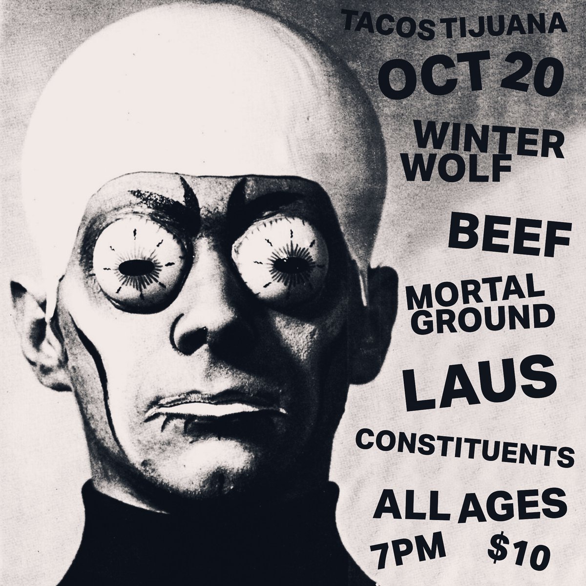 SettleForIt's tweet image. Sunday October 20 the mighty LAUS are playing on a sick bill with Winter Wolf / Beef / Mortal Ground / Constituents at Tacos Tijuana in Edgewood, MD. Hit the link in bio to stream their new double A-side single.

#laus #grindcore