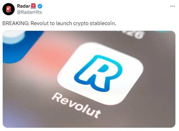 EthTommy99's tweet photo. 🏦 Digital bank #Revolut plans to launch its own #stablecoin https://t.co/wC2RwKYbeW