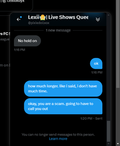DavidB13436's tweet photo. proof of @pixiedollxox being a scam... https://t.co/scenggKS1c