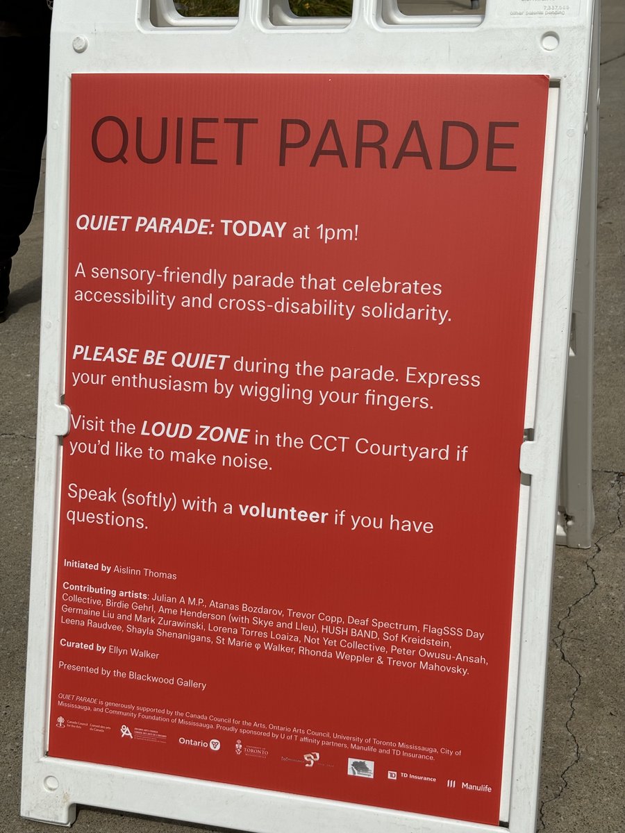 Happening now at @uoftmississauga <a href="/the_Blackwood/">The Blackwood</a>  QUIET PARADE: A sensory-friendly parade that celebrates accessibility and cross-disability justice. Come see us in the Loud Zone 🎉