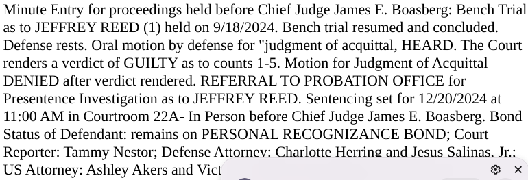 sfoguj's tweet photo. BENCH TRIAL VERDICT: Chief Judge Boasberg finds Jeffrey Reid GUILTY on all five counts. Sentencing set for 12/20. https://t.co/KhsnsMwvP9
