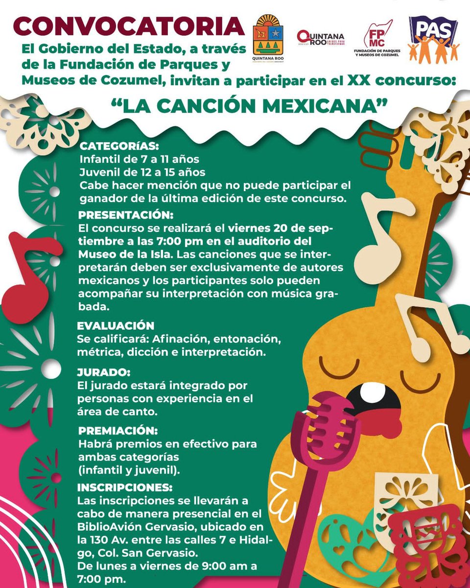 ¡Aún estás a tiempo de participar en nuestro concurso! 
Los tres primeros lugares de cada categoría tienen premios y tod@s recibirán reconocimientos por su participación.
No pierdas la oportunidad, ¡tienes hasta el jueves 19 de septiembre para inscribirte! ¿Qué esperas? 🎶🎙️