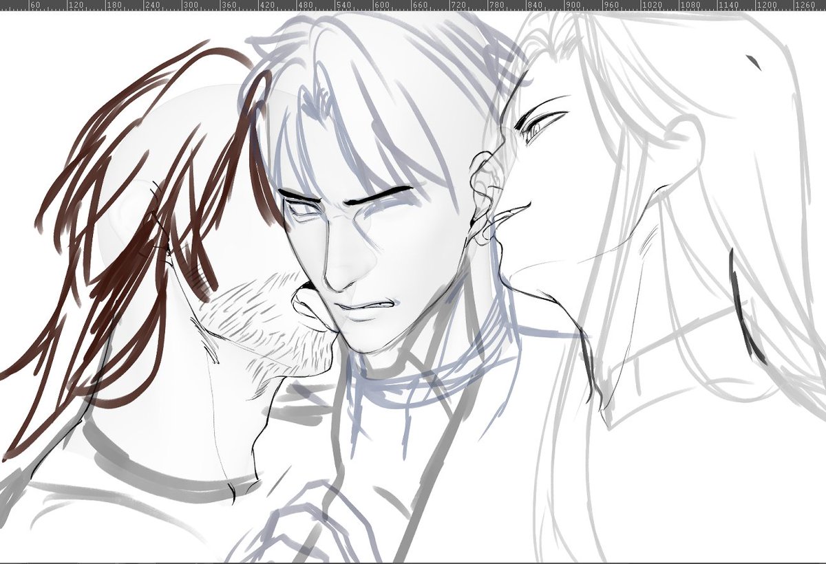 R0SEMXRY's tweet photo. wip long haired men vs short haired man (gallagher x welt x void) https://t.co/O8JZgWoSGl