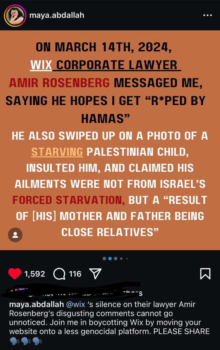 🚨 Amir Rosenberg is an attorney at <a href="/Wix/">Wix</a>. He allegedly DMed an actress and called for her to be r*ped

To raise awareness:
📧 CEO: avish@wix.com