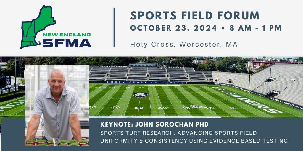High level education, featuring renowned industry researcher Dr. John Sorochan, will be held at Holy Cross - one of the East Coast's top Division 1 athletic facilities. A combination not to be missed! Sign up by 9/20 and save: nestma.org/event-5740665