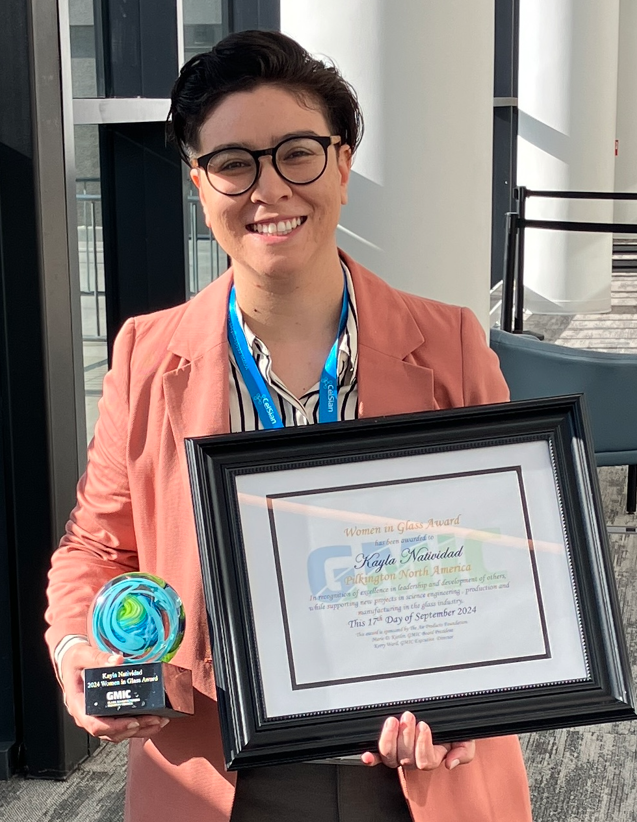Our very own Dr. Kayla Natividad received the first Glass Manufacturing Industry Council (GMIC) Women in Glass Award at the GMIC Glass Problems Conference (GPC) in Toledo yesterday! Congrats, Kayla!