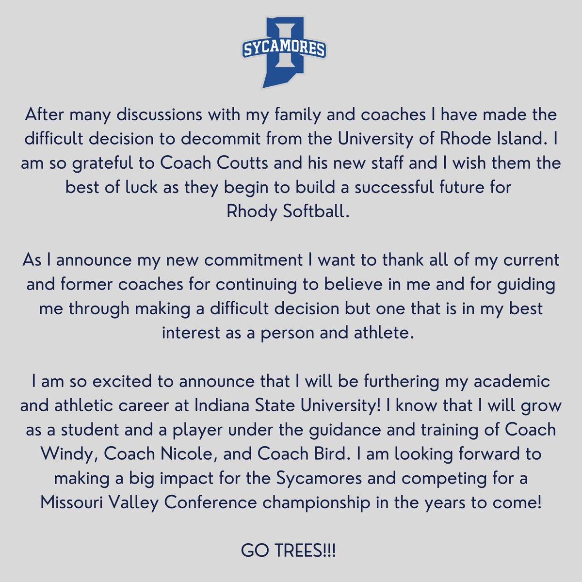 Go Trees! 💙🌳🥎 

Thank you to <a href="/IndStSoftball/">Indiana State Softball</a> <a href="/CoachWThees/">Windy Thees</a> <a href="/nicolee_bechtel/">nic</a> and Coach Bird for this amazing opportunity!

Big shoutout to <a href="/04_Finesse/">Finesse 18u Dreher/Peters</a> <a href="/TGASciara/">Top Gun National 16</a> <a href="/BTurner_75/">Bob Turner</a> <a href="/RHSFastpitchOH/">RHSFastpitch</a> <a href="/Robkenn1314/">Rob Kennedy</a> <a href="/micaelaminner/">Micaela Minner</a> <a href="/jenna_kate00/">jenna kate weisberg</a> <a href="/FrizellRiley/">riley frizell</a> <a href="/Coach_MartyBall/">Marty McDonald</a> for guiding me