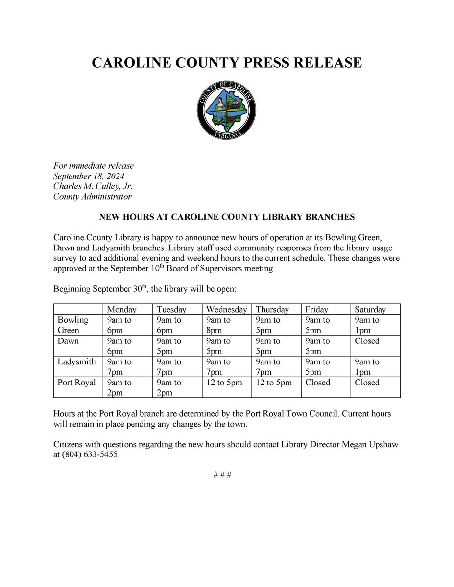 Caroline VA (@carolinegov) on Twitter photo 