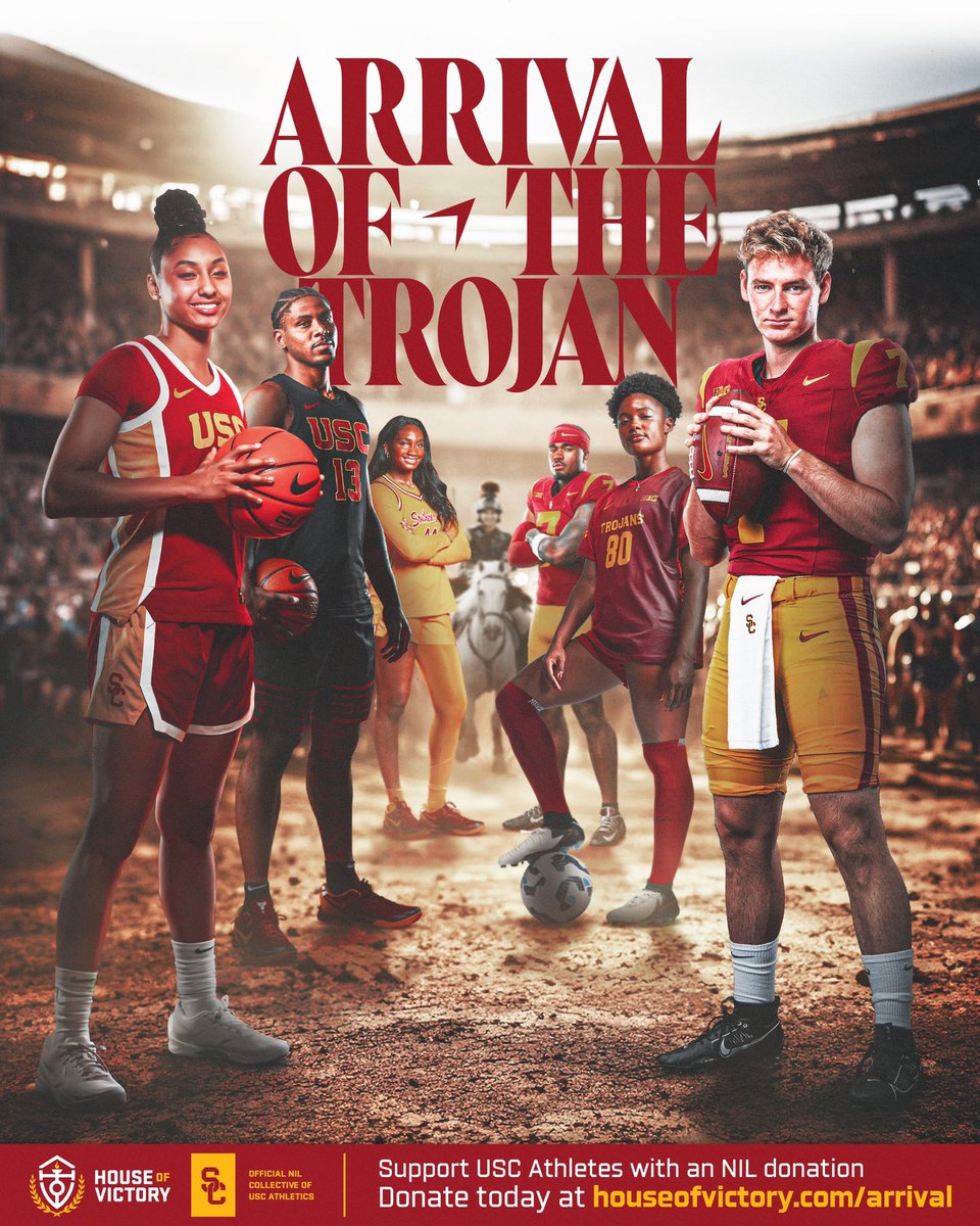 It’s a new age. Things are B1Gger. This is 𝐀𝐫𝐫𝐢𝐯𝐚𝐥 𝐨𝐟 𝐭𝐡𝐞 𝐓𝐫𝐨𝐣𝐚𝐧 ⚔️

Donate now to directly support USC athletes and help us recruit and retain championship caliber talent. Help us ensure USC is 𝙩𝙝𝙚 𝙥𝙇𝘼𝙘𝙚 𝙩𝙤 𝙗𝙚 ✌️ houseofvictory.com/arrival