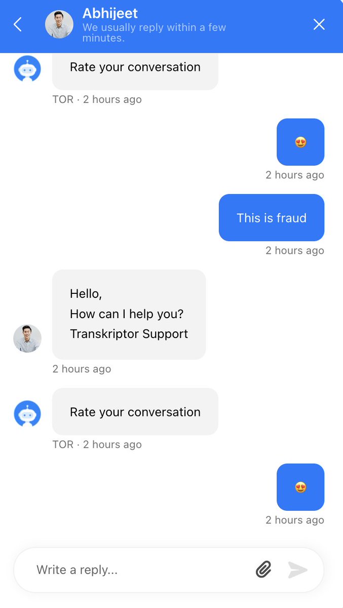aberouch's tweet photo. @TranskriptorApp  Many users' support chat messages are visible to other users. I've never used the chat feature and this is what I'm seeing. Again, I've never typed anything. 

Now, the question is, can other users see my transcripts? https://t.co/SEv23RkvN2