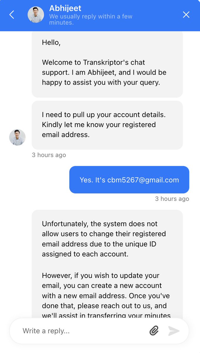 aberouch's tweet photo. @TranskriptorApp  Many users' support chat messages are visible to other users. I've never used the chat feature and this is what I'm seeing. Again, I've never typed anything. 

Now, the question is, can other users see my transcripts? https://t.co/SEv23RkvN2