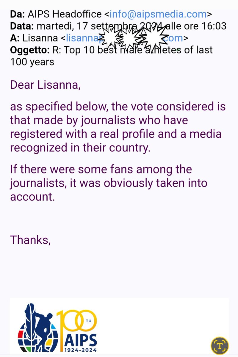 Lisanna1994's tweet photo. Ranking TOP 10, how did this important selection take place?
It was voted by 913 sports journalists from 137 Countries,all with certified credentials, and under the supervision of AIPS' management.
Here the official AIPS documents,
Any conflicting  info is fake
@YUZURUofficial_ https://t.co/UySwCRR2NN