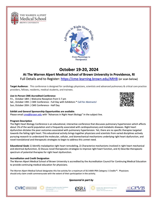 Brown Medicine Pulmonary Vascular Disease (@brownpvd) on Twitter photo Abstracts now being accepted for the Advances in Right Heart Biology Symposium! We have an exciting lineup of experts on topics from basic science to advanced physiology & more. Please join us! tinyurl.com/RVSymposium
<a href="/SobanUmar/">Soban Umar, MD, PhD, FAHA, ATSF 🫁🫀</a> <a href="/kurt_prins/">Kurt Prins</a> <a href="/RRVdpool/">Rebecca Vanderpool, PhD</a> <a href="/ImadAlGhouleh/">Imad Al Ghouleh</a> <a href="/GChoudharyMD/">Gaurav Choudhary</a> Abstracts now being accepted for the Advances in Right Heart Biology Symposium! We have an exciting lineup of experts on topics from basic science to advanced physiology & more. Please join us! tinyurl.com/RVSymposium
<a href="/SobanUmar/">Soban Umar, MD, PhD, FAHA, ATSF 🫁🫀</a> <a href="/kurt_prins/">Kurt Prins</a> <a href="/RRVdpool/">Rebecca Vanderpool, PhD</a> <a href="/ImadAlGhouleh/">Imad Al Ghouleh</a> <a href="/GChoudharyMD/">Gaurav Choudhary</a>