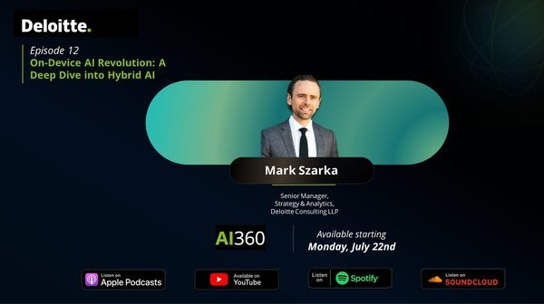 tim_tiosorio's tweet photo. In this episode of AI360, Deloitte decodes the complexities of Hybrid AI with a focus on On-Device AI. Discover the key industry drivers, early use cases like AI coding and IT service support, and why orchestration is crucial for success. https://t.co/EoDhzscoSY https://t.co/kQCjhwuRMb