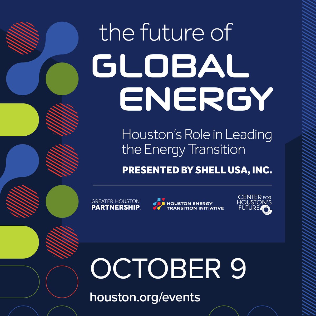 Join us at the annual Future of Global Energy Conference, presented by <a href="/Shell/">Shell</a> USA, Inc. and hosted by the <a href="/GHPartnership/">Greater Houston Partnership</a>, Houston Energy Transition Initiative (HETI), and @futurehouston.

➡️Register here: ow.ly/Apcg50Tqkcs
