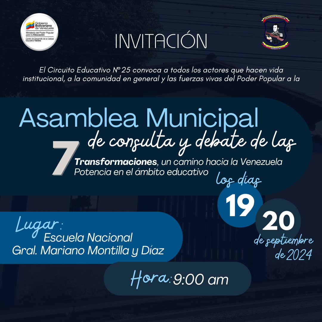 Invitación <a href="/Berzabethg1/">Berzabethgandicaoficial</a> <a href="/HectoRodriguez/">Héctor Rodríguez C.</a> <a href="/CDCETachira/">CDCE Táchira</a> @MPPEDUCACION <a href="/Crazet2011/">Crazet2011</a> <a href="/crasancristobal/">crasancristobal</a> <a href="/clifpsc/">CLIFPMV Municipio San Cristóbal</a> <a href="/cen_araguaney/">araguaney</a> <a href="/Funda_cenamec1/">Fundación CENAMEC</a> <a href="/cenamec_centros/">Coordinación Nacional de los Centros</a> <a href="/cenamectachira1/">Crifpzetachira</a> <a href="/DGRPA1/">@DGRPA1</a> <a href="/DGSEMPPE/">DIRECCIÓN GENERAL DE SUPERVISIÓN MPPE</a> <a href="/Mppe_Dgpp/">Dirección General PP</a> <a href="/FreddyBernal/">Freddy Bernal</a> <a href="/Danielcustodio3/">Daniel Custodio</a> <a href="/RosangelaOrozco/">Rosangela Orozco</a> <a href="/NicolasMaduro/">Nicolás Maduro</a> <a href="/FormacionMppe/">Formación Docente</a>