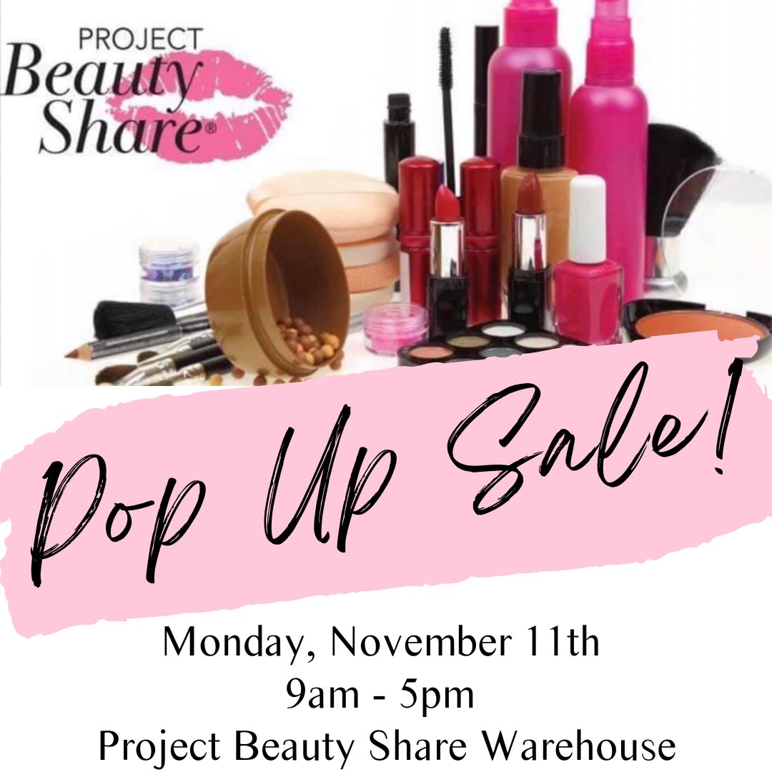 SAVE THE DATE!

Project Beauty Share’s Pop Up Sale will be a 1 day event on Monday, Nov. 11th from 9am - 5pm.

Don’t miss out!!

Project Beauty Share
2718 E. Sprague Ave.
Spokane, WA 99202
