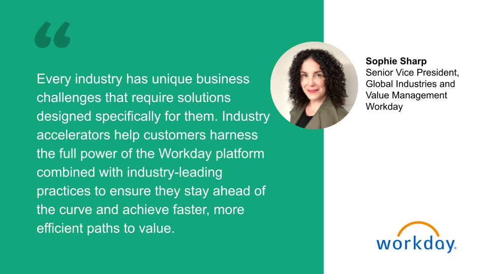 CarolynBench's tweet photo. Proud moment! 🙌

Workday is taking a huge step forward with 12 new Industry Accelerators. Combining a powerful platform with the expertise of our partners, Workday is set to modernize customers' #HR &amp; #finance operations at unprecedented speed. #TeamWDAY https://t.co/7vSzHflRkK https://t.co/jIFowSa8aH