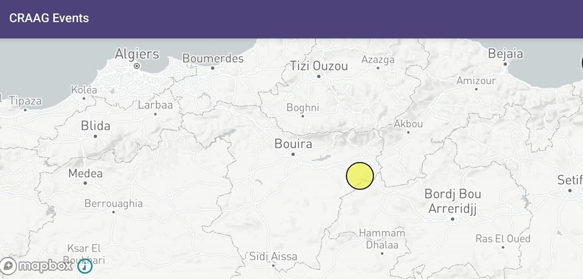 The #CRAAG (Research Center in Astronomy, Astrophysics, and Geophysics) recorded an earthquake on September 12, 2024, at 08:56 AM with a magnitude of 3.2 on the Richter scale. The epicenter was located 7 km southeast of El Adjiba, Bouira. #Algeria