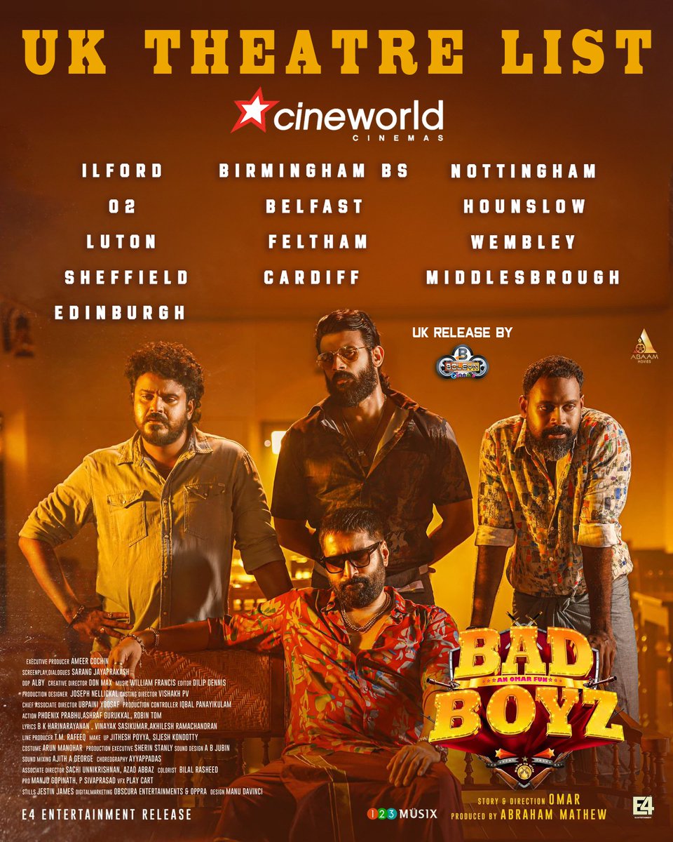 PRO_ajaykumar's tweet image. #Abaammovies 
#BadBoyz Perfect mix of comedy &amp;amp; action in UK Cinemas👍
 @cinema_boleyn Release

@actorrahman  @SheeluAbraham21 @Omarlulu84
@ajay_64403 
@johnsoncinepro
#BadBoyZ  #UK
