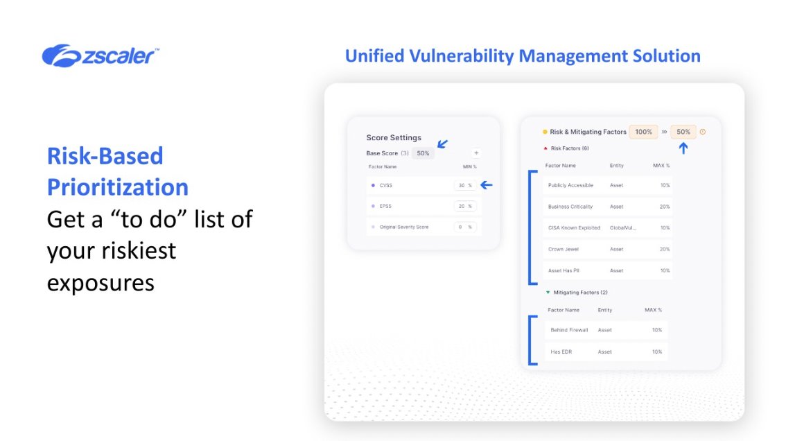 With our UVM solution, you get out-of-the-box vuln prioritization based on your risk factors + mitigating controls - for an action list set by your unique factors! 🙌 Learn more 👉 ow.ly/Qnbi50T7yCj

#Zscaler #CISO #VulnerabilityManagement #ThreatManagement #SecurityLeaders