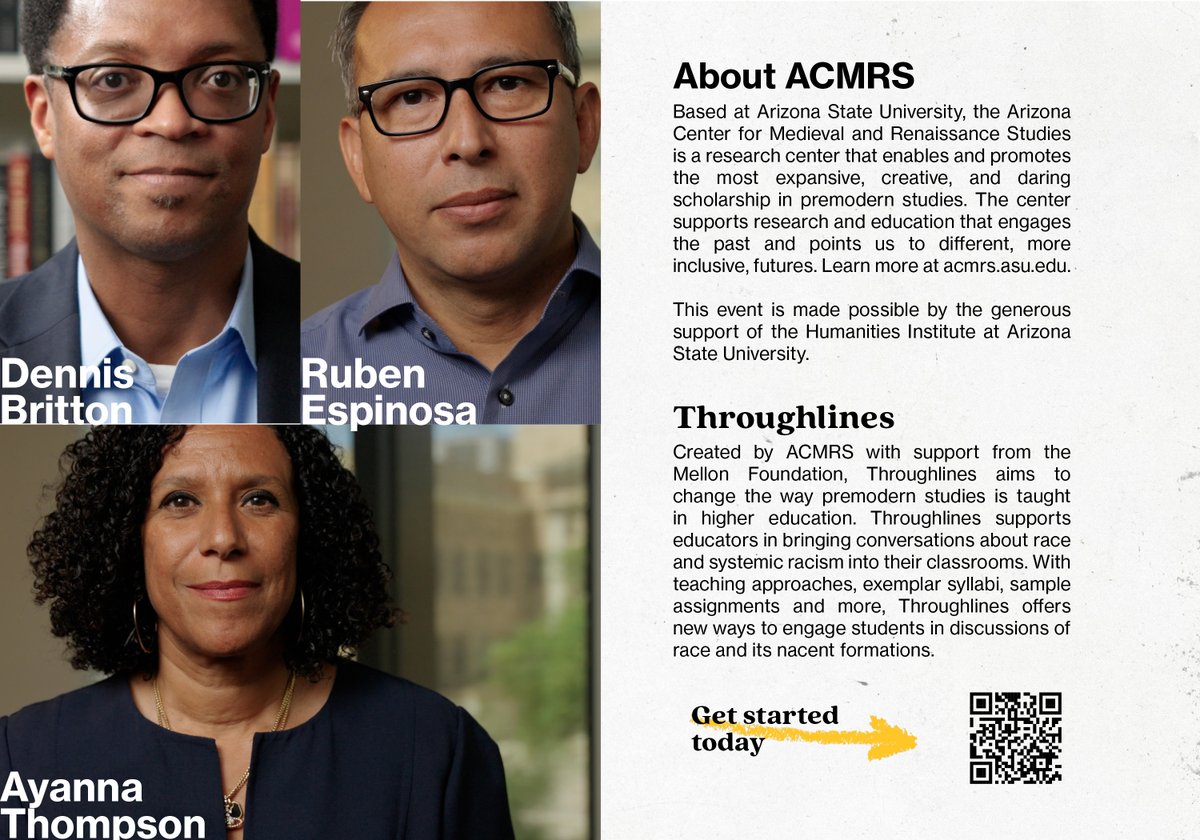 Arizona Center for Medieval & Renaissance Studies (@acmrs_asu) on Twitter photo If you haven't registered already, you're not going to want to miss Revising the Humanities, a discussion on premodern studies, pedagogy, and teaching critical race in 2024. Friday, 6pm ET. <a href="/HumIt_ASU/">(HI), the Humanities Institute at ASU</a> na.eventscloud.com/revising-the-h… If you haven't registered already, you're not going to want to miss Revising the Humanities, a discussion on premodern studies, pedagogy, and teaching critical race in 2024. Friday, 6pm ET. <a href="/HumIt_ASU/">(HI), the Humanities Institute at ASU</a> na.eventscloud.com/revising-the-h…