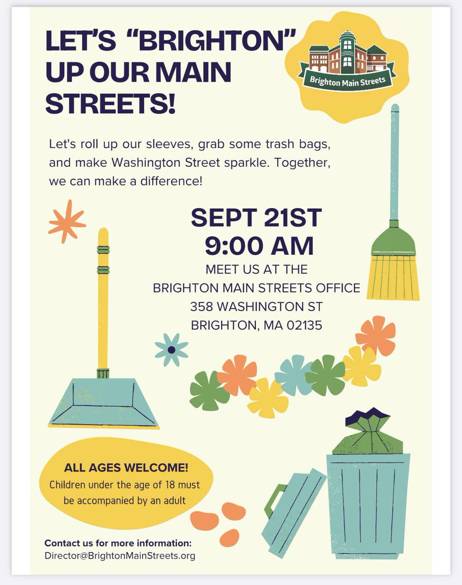 This Saturday 9/21  <a href="/BrightonMainSts/">Brighton Main Streets</a> clean up