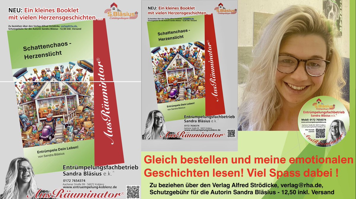 Endlich ist es soweit!
Gleich bestellen und lesen was das wahre Leben für emotionale 
Geschichten schreibt.

Zu beziehen über den Verlag Alfred Strödicke, verlag@rha.de, Schutzgebühr für die Autorin Sandra Bläsius - 12,50 inkl. Versand