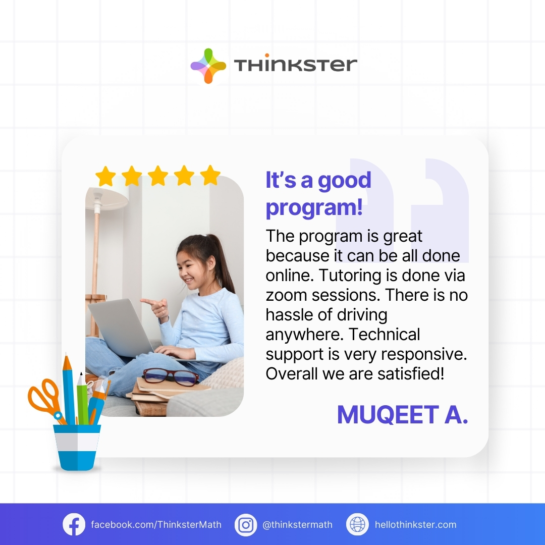 hellothinkster's tweet image. We love hearing how convenient Thinkster Math is for families! With online tutoring via Zoom and quick technical support, learning is easy and hassle-free from home. 🌟 #ThinksterMath #ParentReview #ConvenientLearning