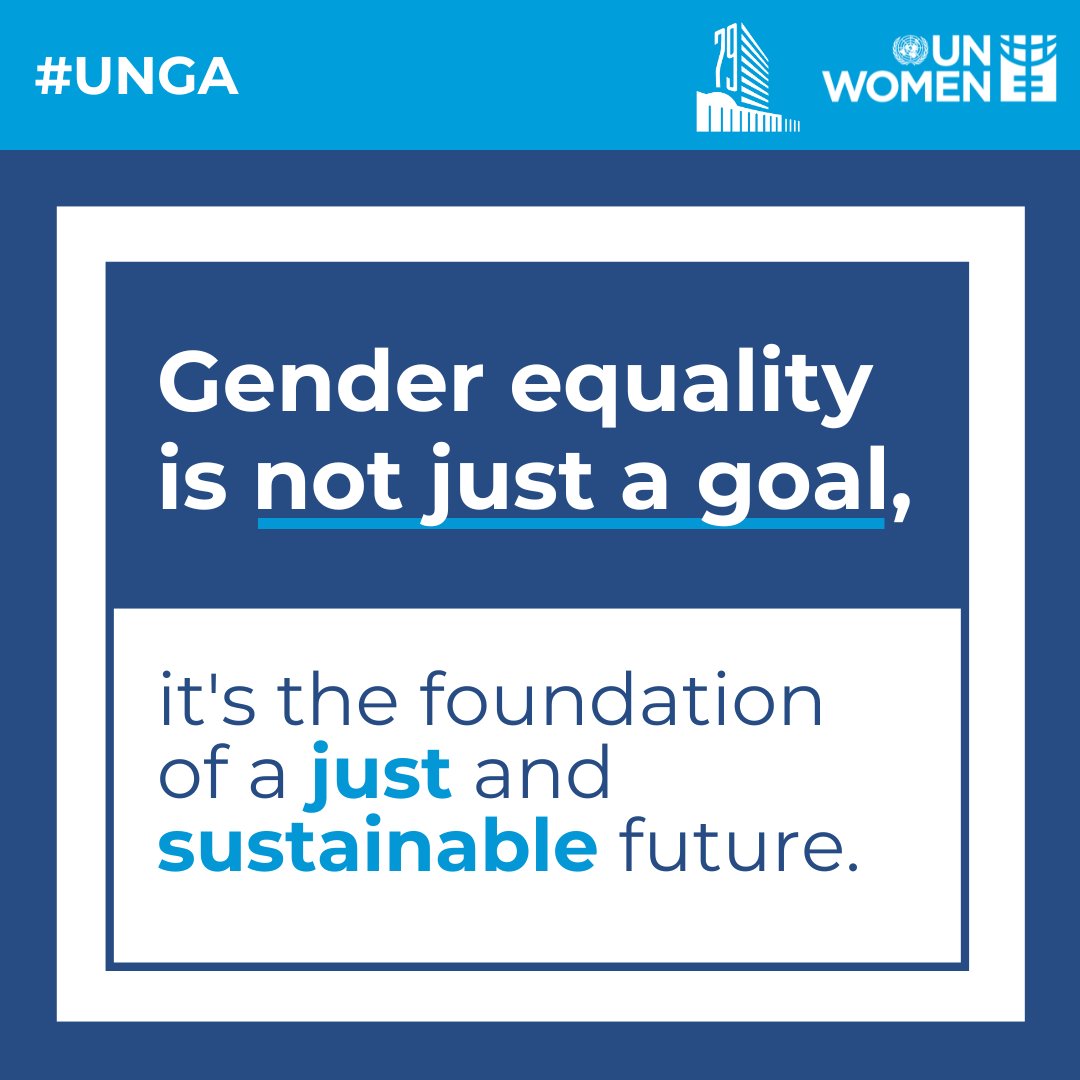 UN Women (@un_women) on Twitter photo Gender equality is not just a goal, it's the foundation of a just, sustainable future.
📍UN Women is at the <a href="/UN/">United Nations</a> General Assembly's 79th session to call for delivery on the commitments made to advance equal rights for women and girls.
Follow us at #UNGA!
unwo.men/ggxr50Tqf0l Gender equality is not just a goal, it's the foundation of a just, sustainable future.
📍UN Women is at the <a href="/UN/">United Nations</a> General Assembly's 79th session to call for delivery on the commitments made to advance equal rights for women and girls.
Follow us at #UNGA!
unwo.men/ggxr50Tqf0l