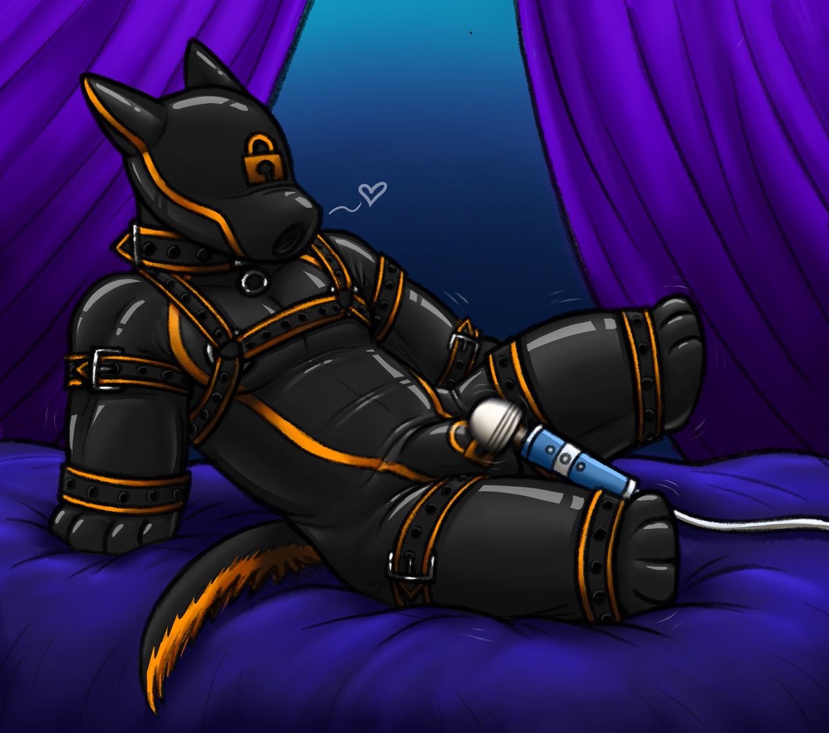 Wow! ✨A lot of you liked my #drone sketch, of the <a href="/furrjoi01/">FURRJOI</a> puphood! So here, have a full drawing! 
Thank you for reposting! 

He’s enjoying his vibration treatment 🧡

#bitchsuit #latex #nsfw #toy