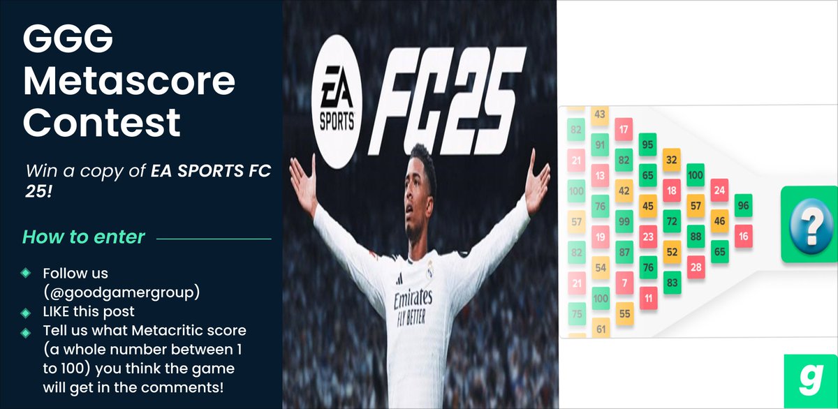 🚨Win a copy of EA Sports #FC25 🤩

To enter🎁:
✅Follow us
✅Like this tweet
✅Drop a comment with the Metascore you believe it will get. It has to be a whole number between 1 to 100.

⏰The #contest ends at 11:59 pm CT on 09/23/2024 

📅The correct Metascore will be the one we