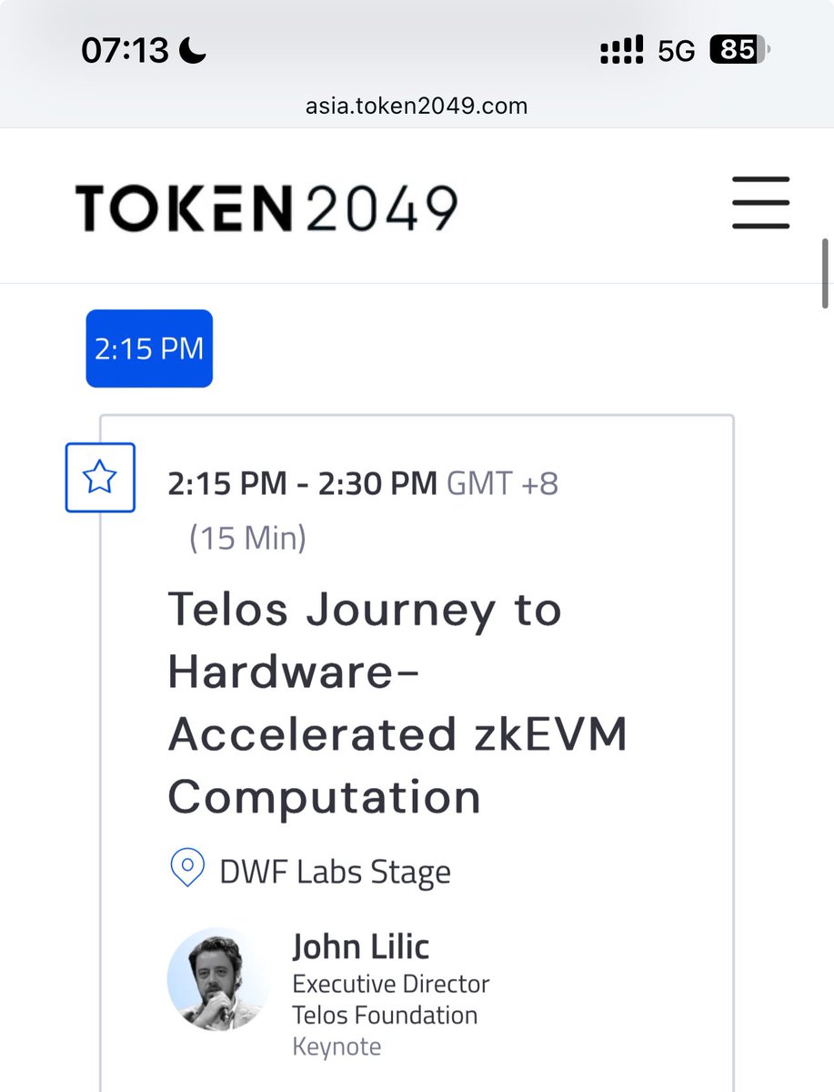 Gm from Singapore 🇸🇬 

The <a href="/HelloTelos/">The Telos Foundation</a> team is up early and ready to grind. Check out my keynote today at 14:15 local time where I’ll also doing a spaces so our community can listen in live. We’ll be making a big announcement. Something new is coming to $TLOS …