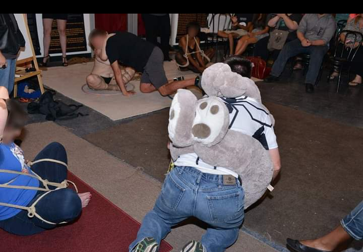 LVRopeSocial's tweet photo. 10 Years of The Las Vegas Rope Social - Ruthless Rope Competition!!! TOPS, would you choose to tie with: 1. Random types &amp; sizes rope? 2. Tie with a blindfold? 3. A big bear tied to you? 4. Bottom has to hold a cup of water &amp; not spill it? https://t.co/J98ER7qC0T