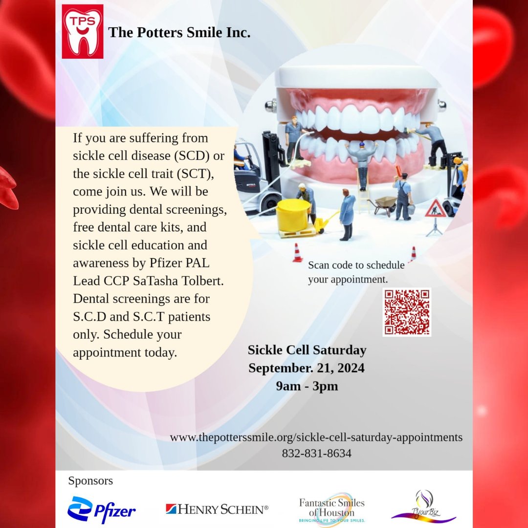 Schedule your FREE dental screening appointment today: thepotterssmile.org/sickle-cell-sa…