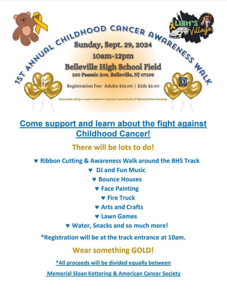 Childhood Cancer Awareness Walk - September 29, 2024 10AM- 12 PM