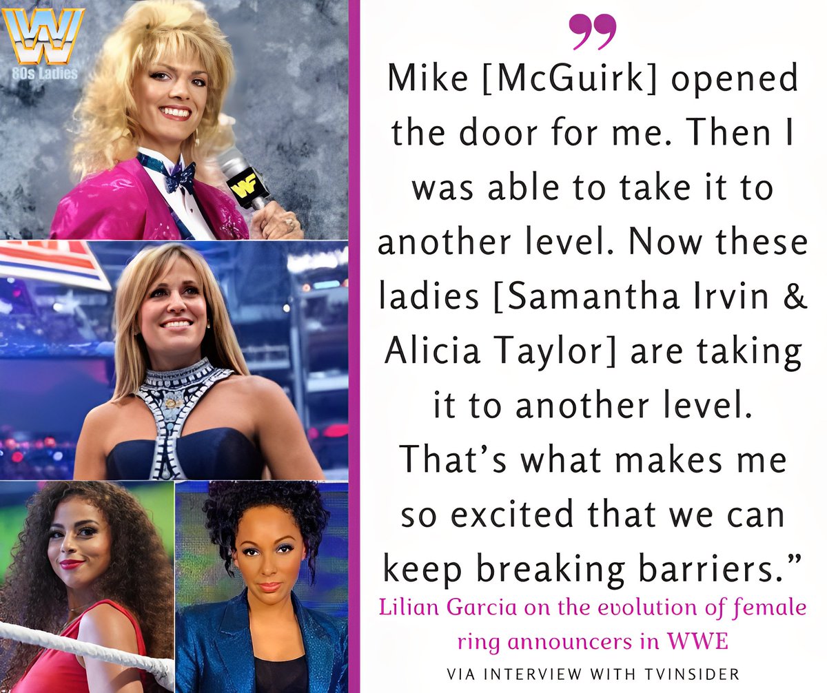 🎤 In a recent interview, Lilian Garcia gave well-deserved credit to Mike McGuirk, the trailblazer for female ring announcers in WWE. 🙌 McGuirk broke barriers in the '80s and '90s, paving the way for Lilian to carry the torch from the late ‘90s through to the 2010s. Now, we see