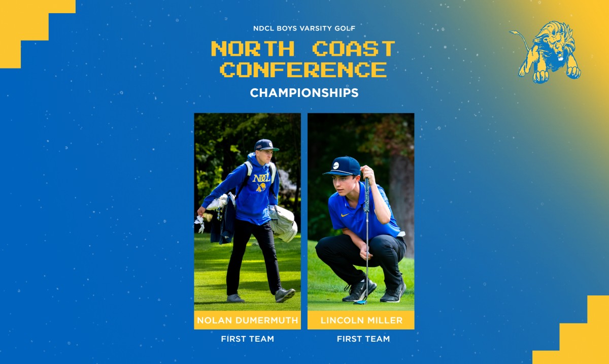 The Boys Varsity Golf team finished third at the NCC Championships on Tuesday. Congratulations to Nolan Dumermuth and Lincoln Miller on being named to NCC First Team! Both players tied with an 78 for the Lions' top score. To read more, visit ndclathletics.org.

#WeAreNDCL