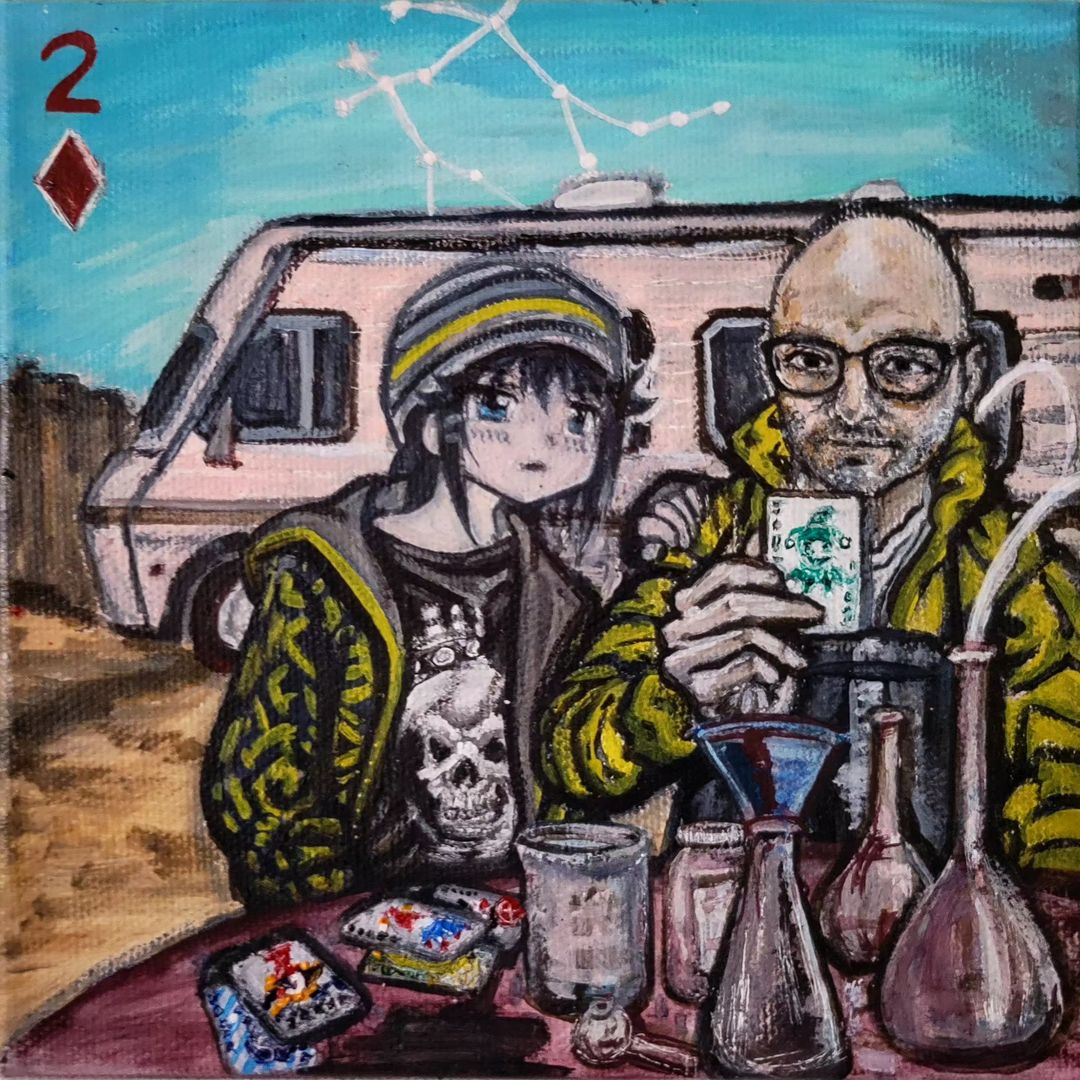 crestposting's tweet image. homura akemi and northernlion cook up some magic
6 x 6 acrylic on canvas