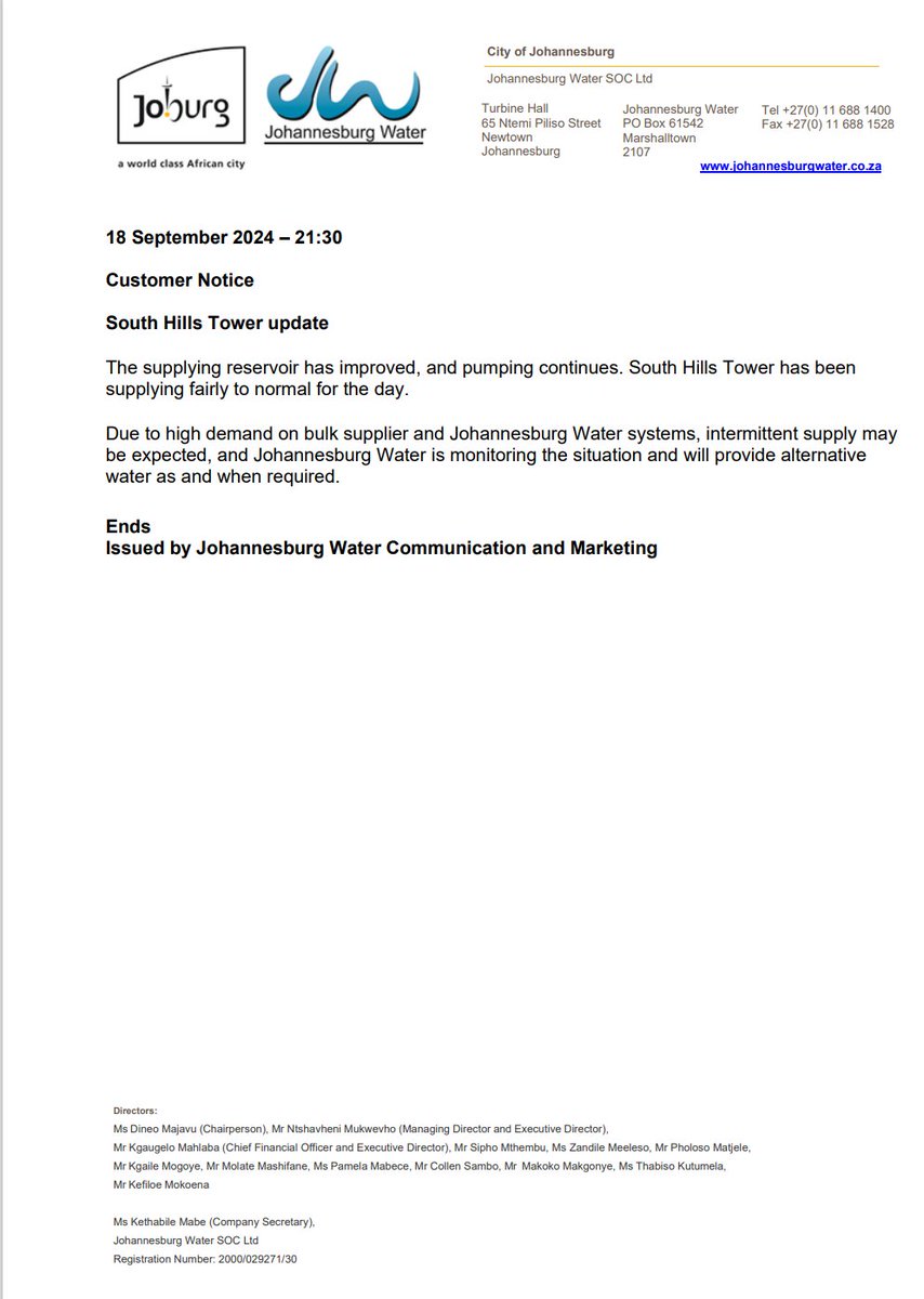 Johannesburg Water tweet media