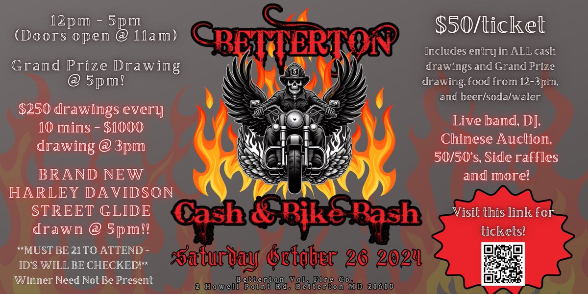 𝟸0𝟸𝟺 𝙱𝚎𝚝𝚝𝚎𝚛𝚝𝚘𝚗 𝙲𝚊𝚜𝚑 &amp; 𝙱𝚒𝚔𝚎 𝙱𝚊𝚜𝚑
𝚊𝚝 𝙱𝚎𝚝𝚝𝚎𝚛𝚝𝚘𝚗 𝚅𝚘𝚕. 𝙵𝚒𝚛𝚎 𝙲𝚘. - 𝟸 𝙷𝚘𝚠𝚎𝚕𝚕 𝙿𝚘𝚒𝚗𝚝 𝚁𝚍
𝚂𝚊𝚝𝚞𝚛𝚍𝚊𝚢 , 𝙾𝚌𝚝𝚘𝚋𝚎𝚛 𝟸𝟼, 𝟸0𝟸𝟺   |  𝟷𝟸𝚙𝚖 - 𝟻𝚙𝚖