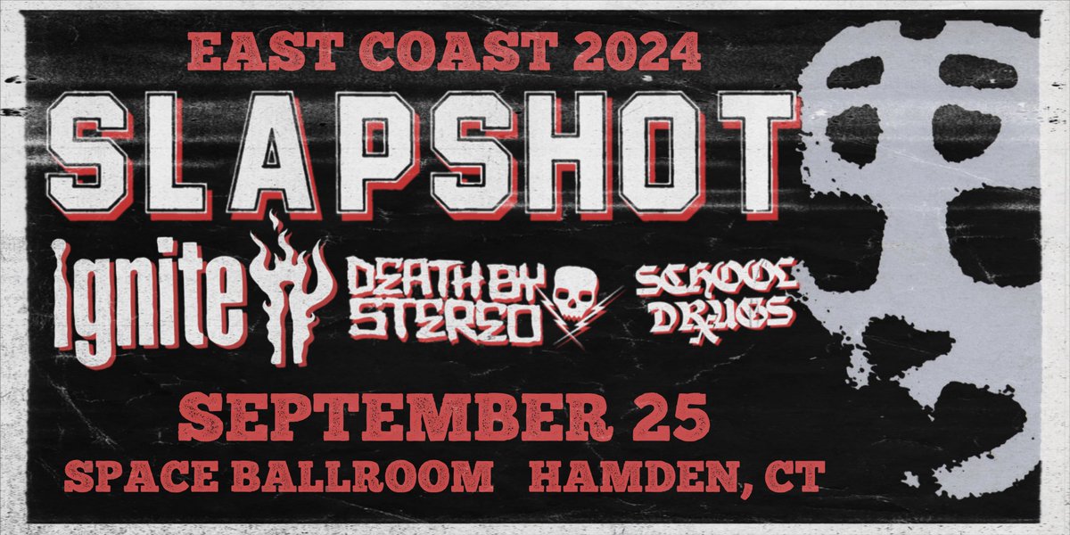Make sure to catch Slapshot's final shows at Space Ballroom ONE WEEK from today on 9/25 with Ignite, Death By Stereo, and School Drugs 🖤  Don't miss out - secure your tickets now.

🎟: tinyurl.com/SlapshotSB24