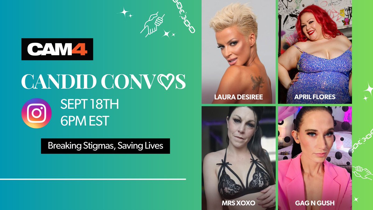 Join us TODAY for <a href="/Cam4/">CAM4</a>’s Instagram Live event happening at 6 pm EST. Our 60 minute live session will focus on the theme “Breaking Stigmas, Saving Lives.” We’ll talk about how “Breaking Stigmas” plays a part in our personal and work life. See you there!