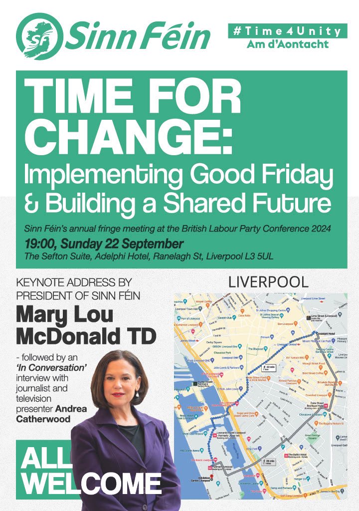 Joe Dwyer (@joeedwyer) on Twitter photo Sinn Féin President <a href="/MaryLouMcDonald/">Mary Lou McDonald</a> will be addressing the annual @SinnFeinIreland Fringe Meeting at #Lab24 - in conversation with @ACatherwoodNews - this Sunday at 7pm 🕖.
If you’re about Liverpool this weekend come along & join us for what’s sure to be a great conversation 🎤 Sinn Féin President <a href="/MaryLouMcDonald/">Mary Lou McDonald</a> will be addressing the annual @SinnFeinIreland Fringe Meeting at #Lab24 - in conversation with @ACatherwoodNews - this Sunday at 7pm 🕖.
If you’re about Liverpool this weekend come along & join us for what’s sure to be a great conversation 🎤