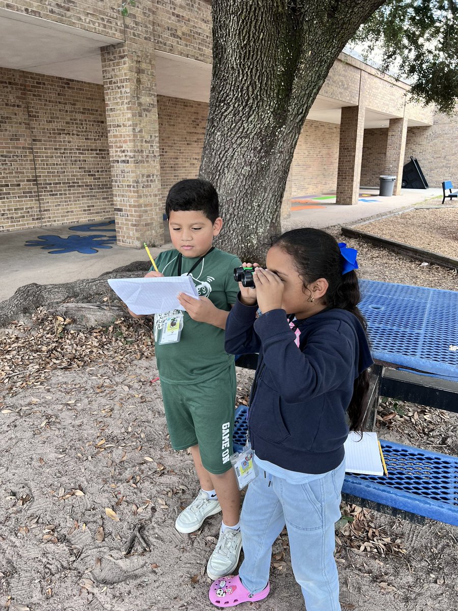 2nd grade TWDL students making observations in science with and without binoculars. 🕵🏻🔎 <a href="/ErmelES_AISD/">Ermel Elementary</a>